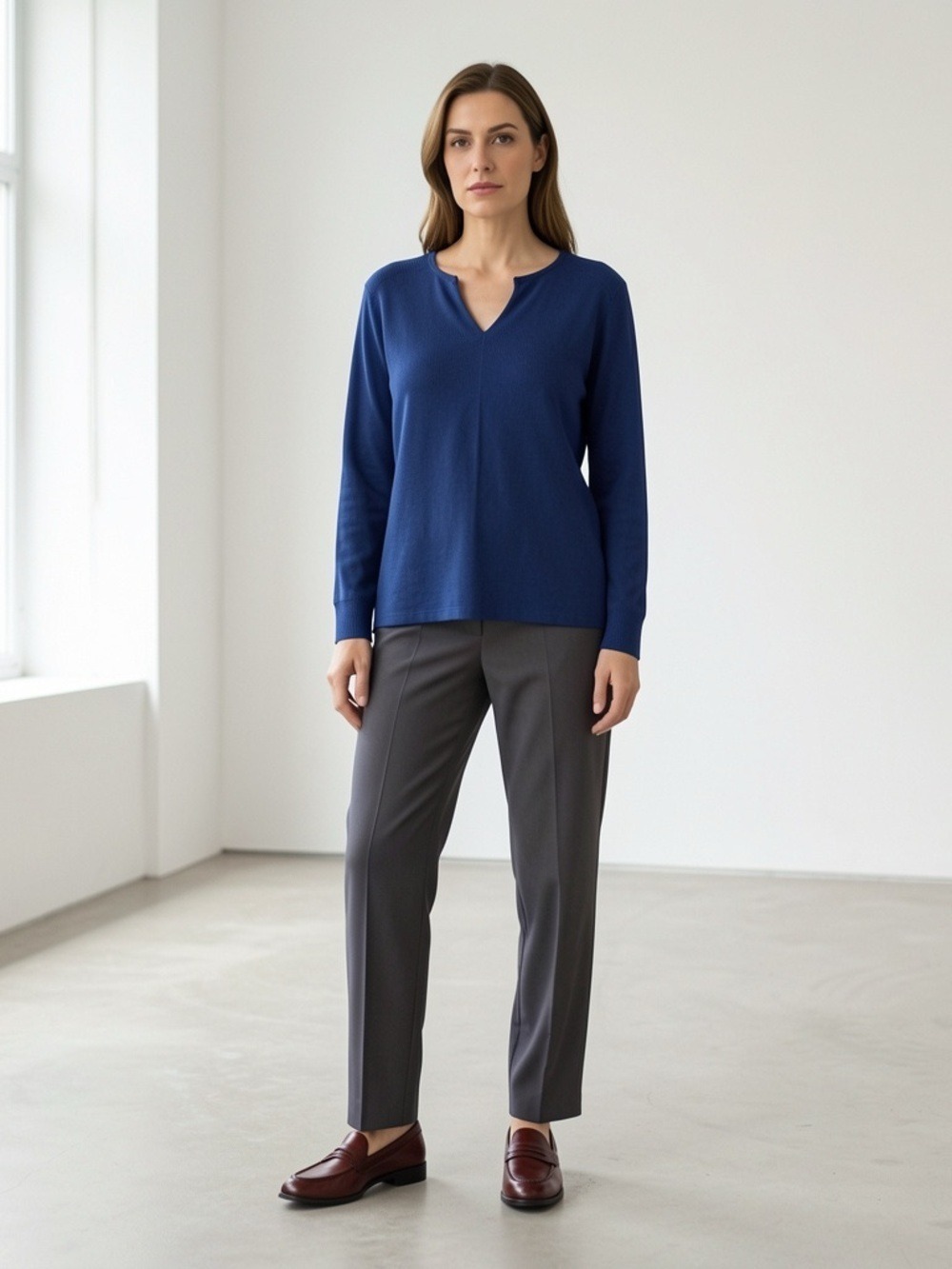 Penningtons Royal Blue Long Sleeve V-Neck Lightweight Sweater size 2X